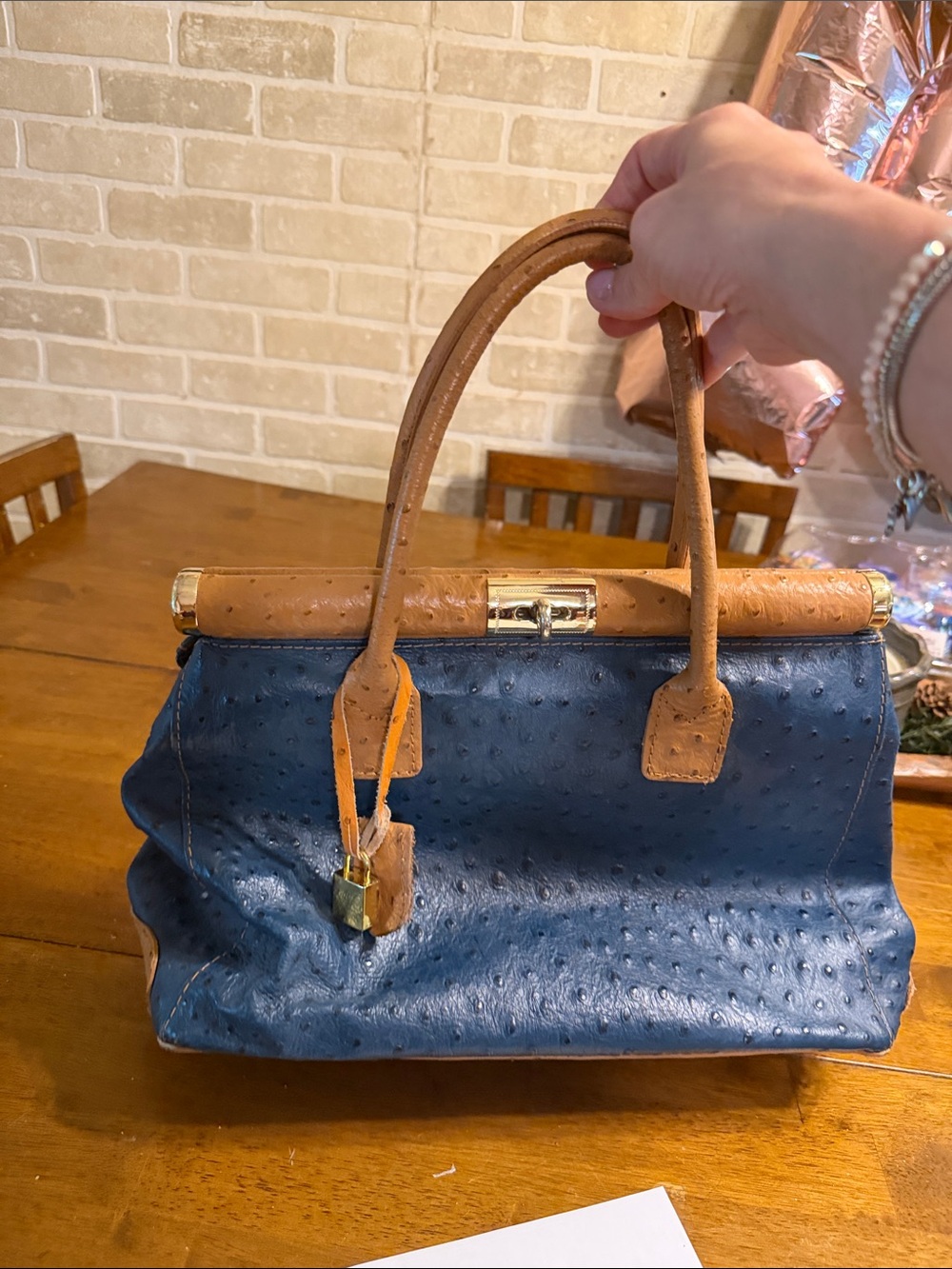 Vintage Ostrich Italian Bag